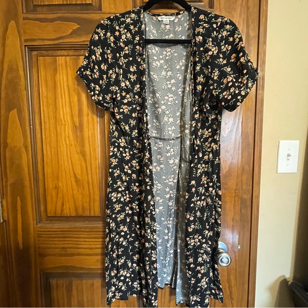 American Eagle Floral Wrap Midi Dress